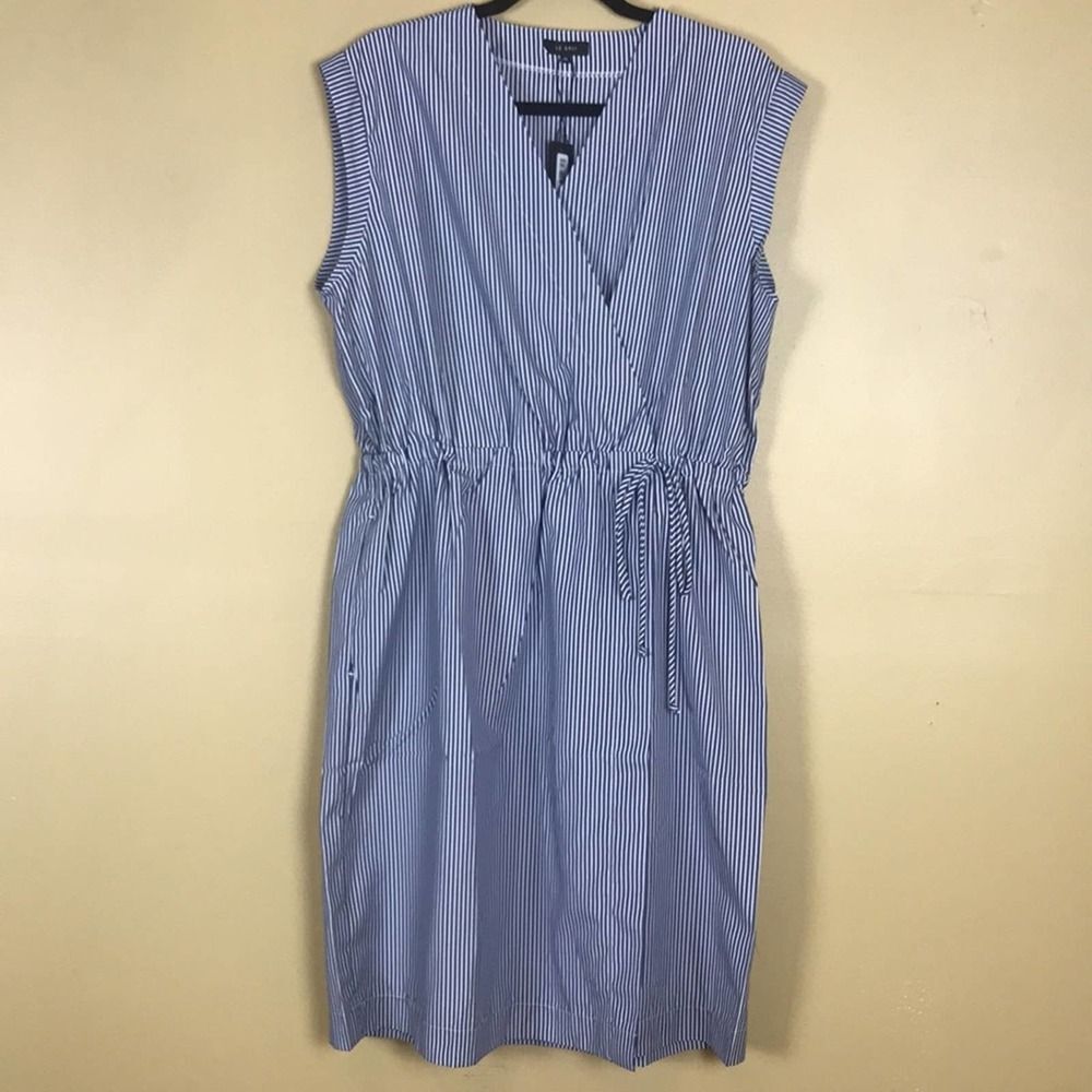 Le‎ Gali Dress Womens XL Claudia Navy Striped Sleeveless Surplice V Neck